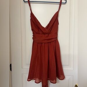 Lucy in the Sky Eliza Chiffon A-Line Dress in Burnt Orange